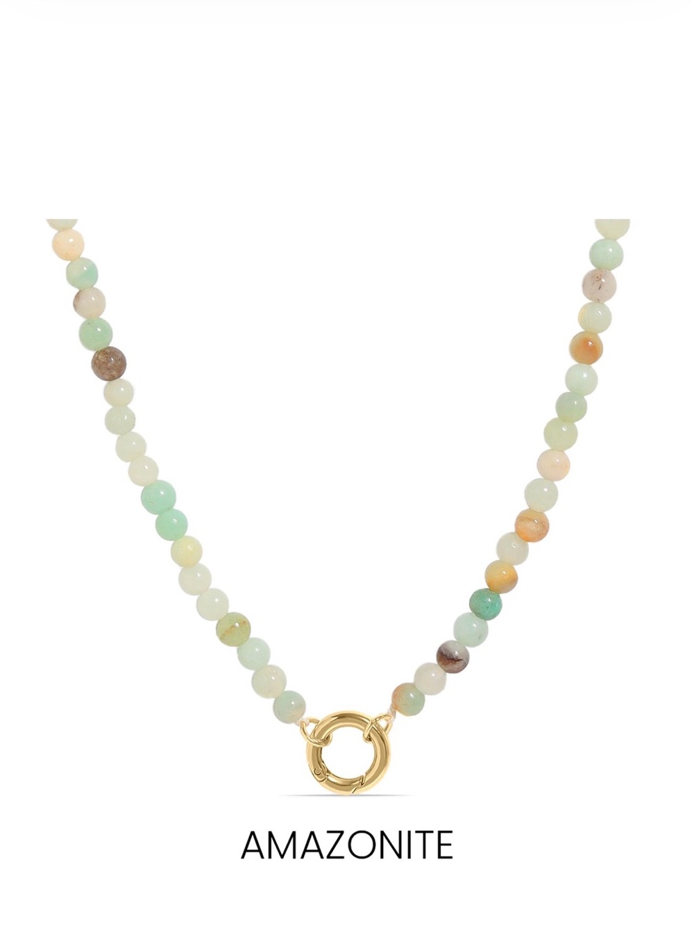 Amazonite Bead Necklace with Gold Clasp - Women Jewelry